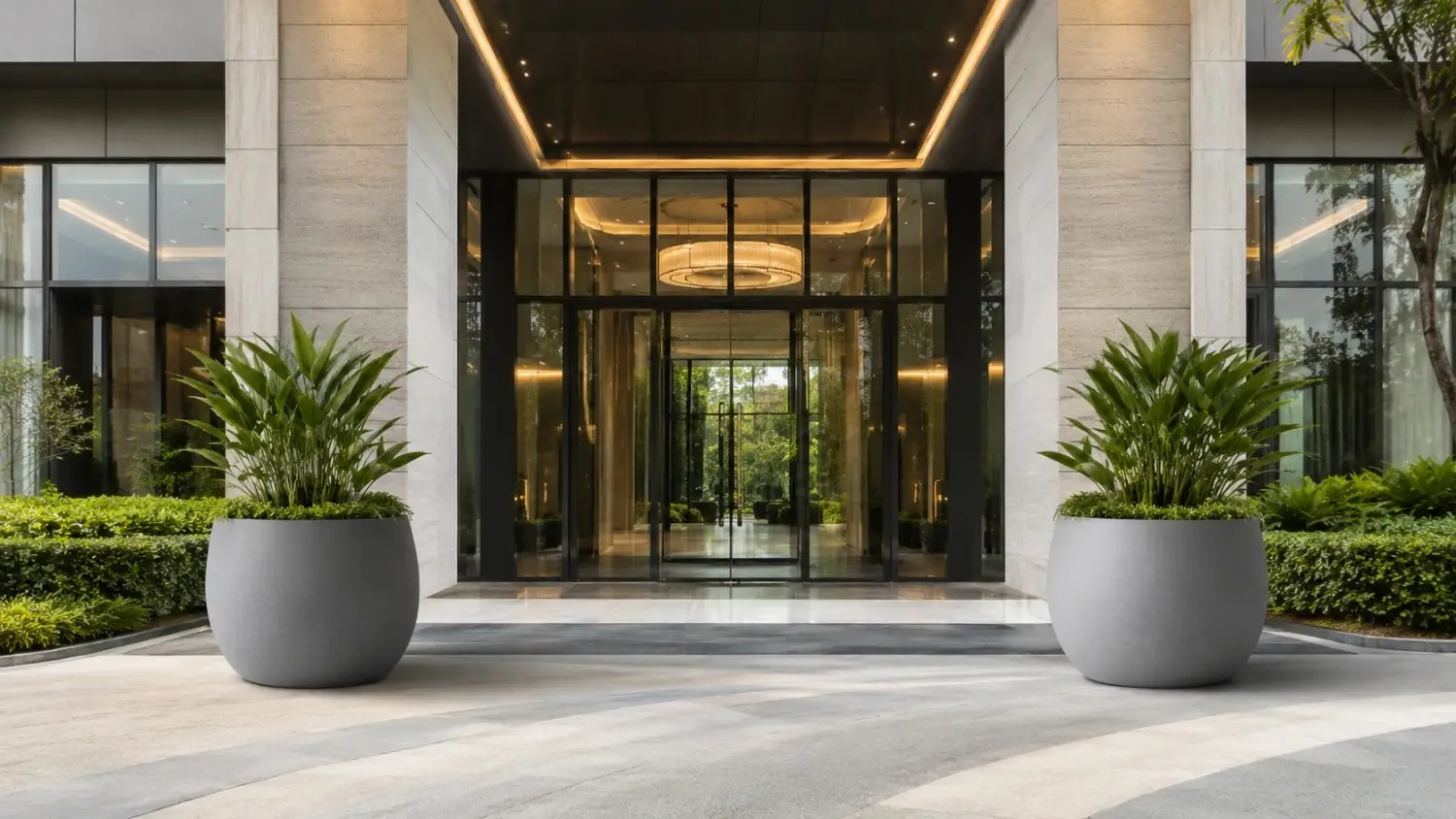 How Fibreglass Round Planters Enhance Entrance Aesthetics